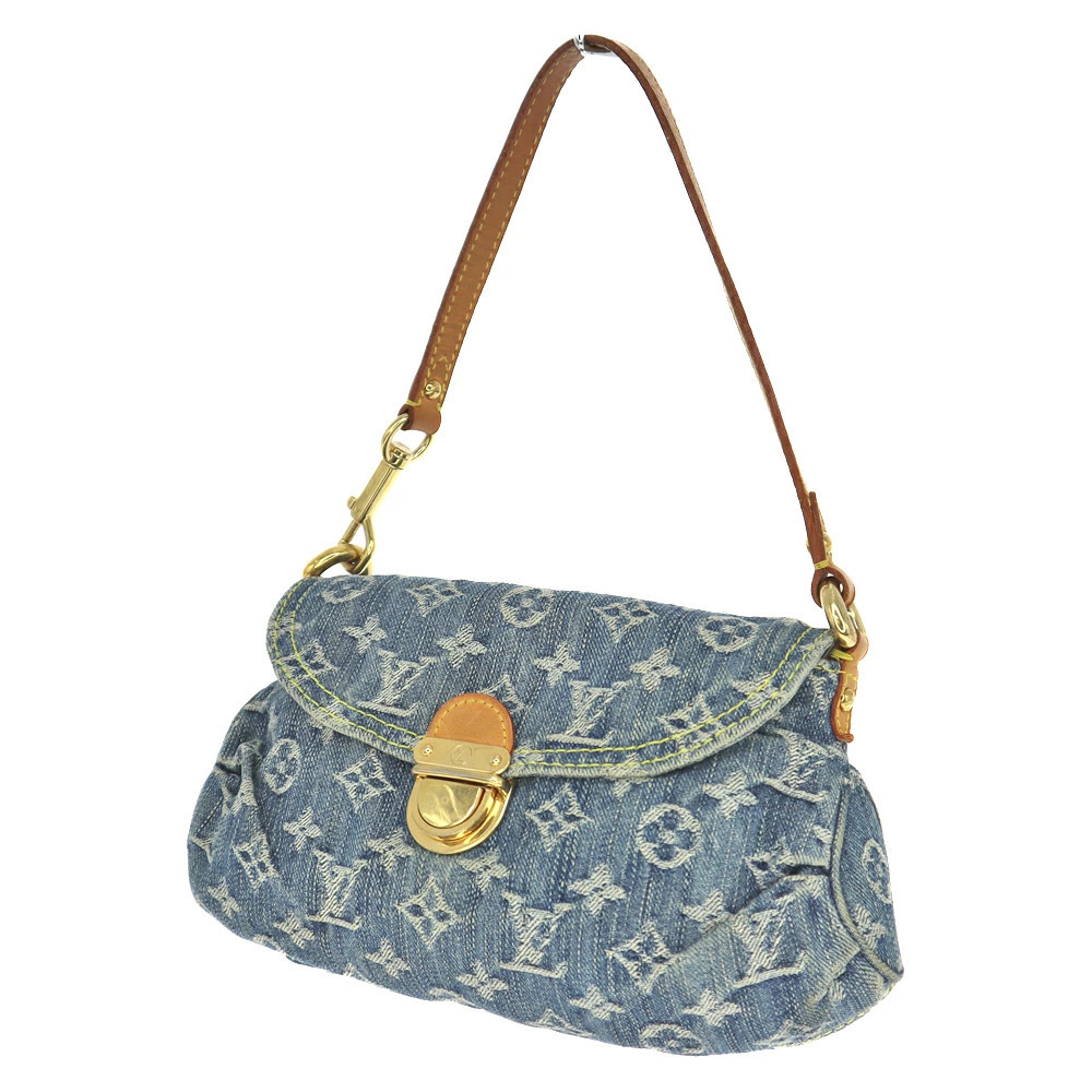 LOUIS VUITTON Pleaty Monogram Denim Blue Handbag Bag